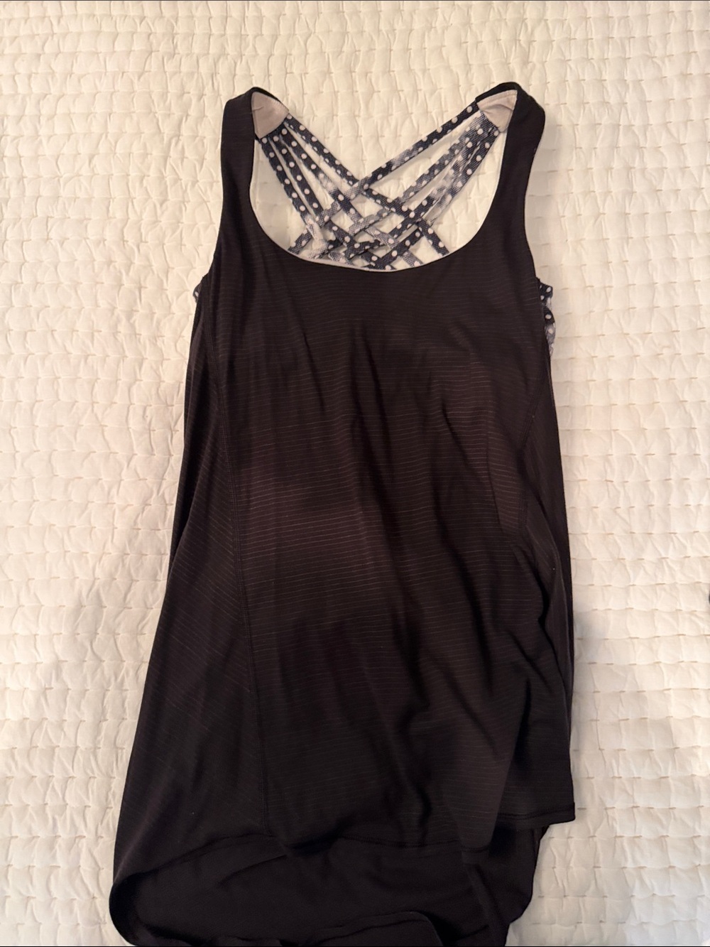 lululemon athletica Black Tank Top with Polka Dot Strappy Back